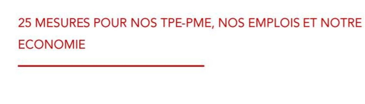 25 mesures pour nos TPE-PME, nos emplois et notre économie